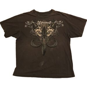 Vintage Y2K Atonement T Shirt Gray Stained Worn XL